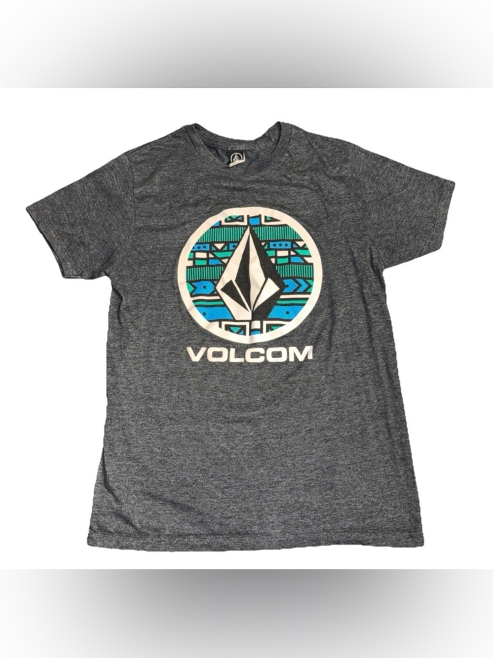 Vintage‎ Volcom Men's Small Heather Gray Big Logo Graphic Skater Emo